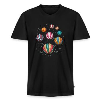 Conduite en montgolfière pour les pilotes de montgolfière - T-shirt encolure en V Premium bio Homme - noir - Devant - Nico (187cm)