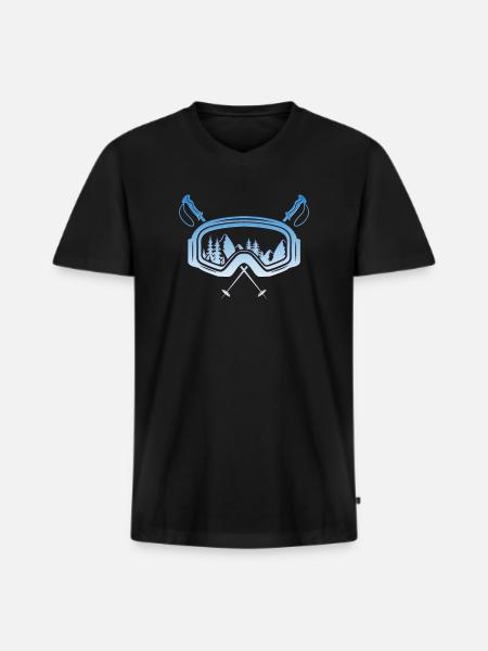 Skidglasögon med skidstavar Skidåkare Skidåkare - Ekologisk premium-T-shirt med V-ringning herr - svart