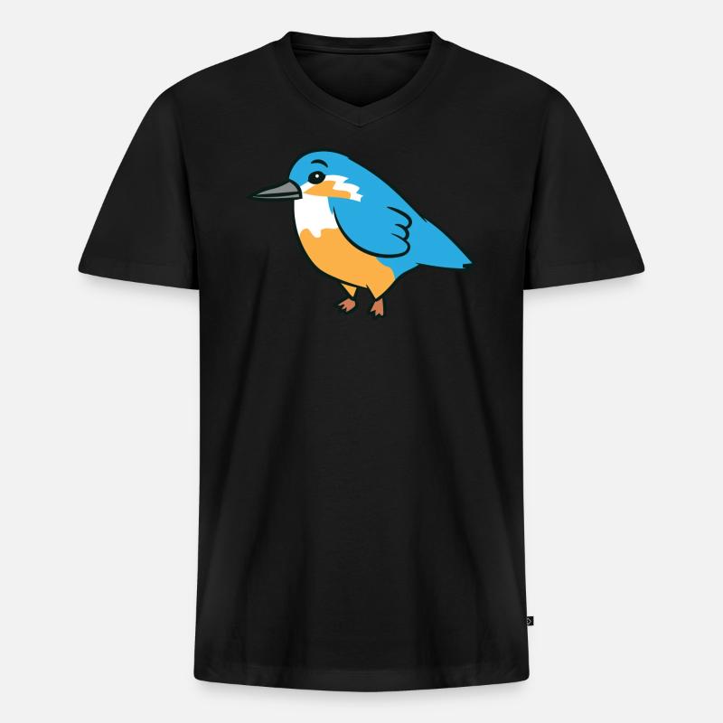 Eisvogel - Illustration - Männer Premium Bio T-Shirt mit V-Ausschnitt - Schwarz
