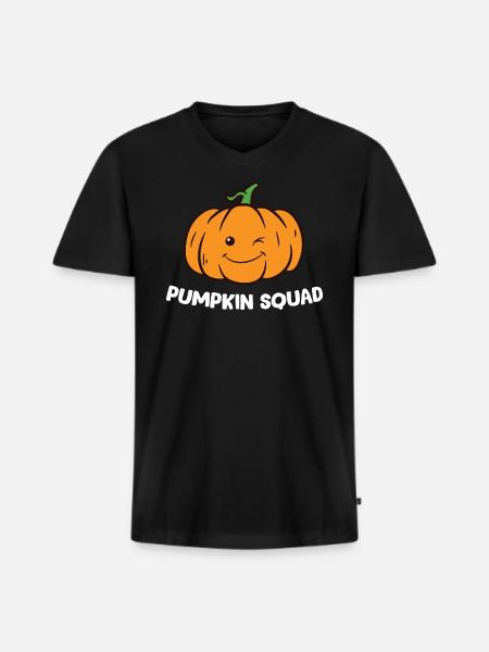 Pumpkin - Pumpkin Squad - Men's Premium Organic T-shirt with V-neck - black