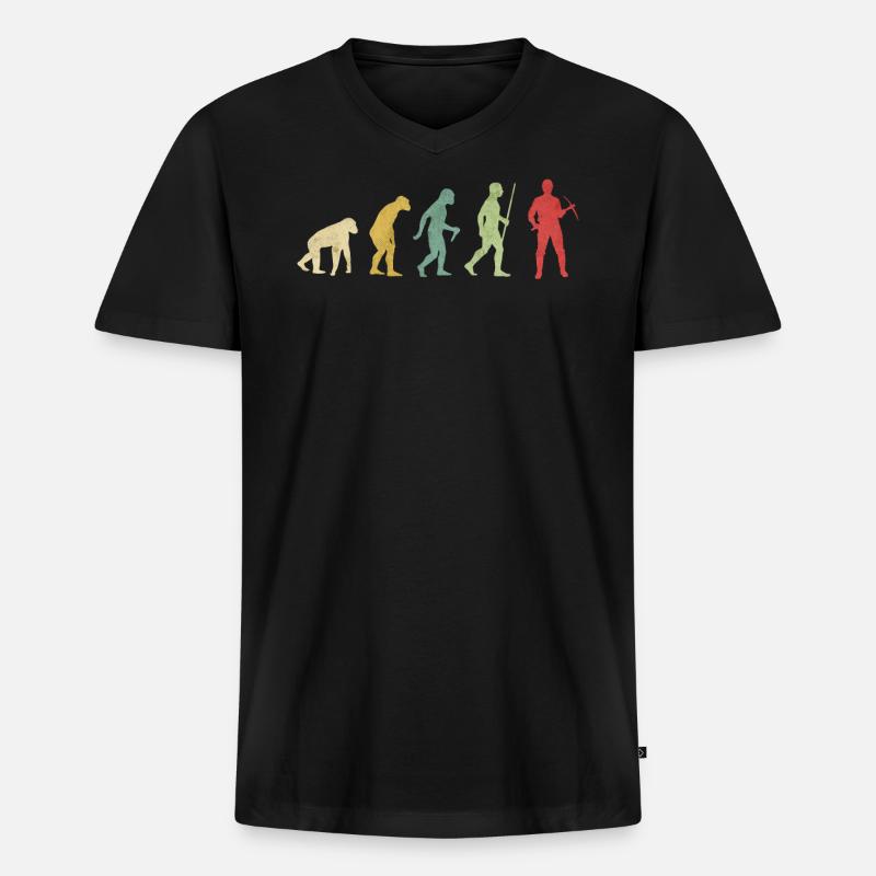 Miner With Pickaxe Evolution - Men's Premium Organic T-shirt with V-neck - black