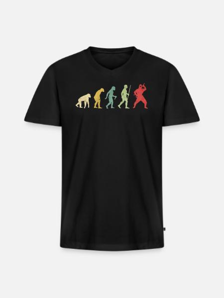 Ninja Pose Evolution - Men's Premium Organic T-shirt with V-neck - black