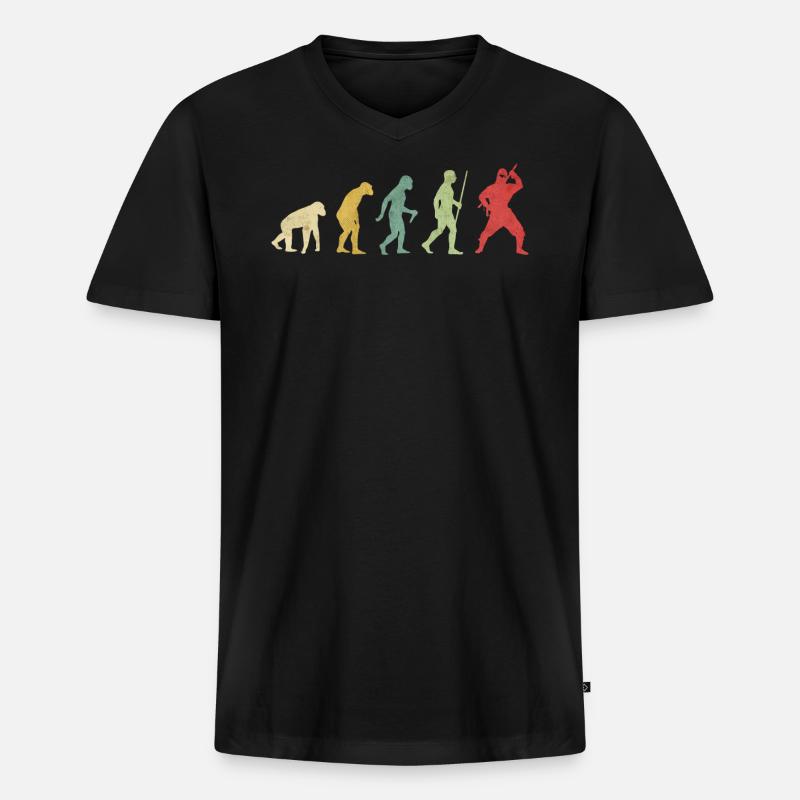 Ninja Pose Evolution - Men's Premium Organic T-shirt with V-neck - black