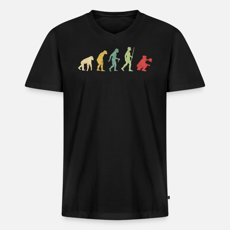 Baseball Catcher Evolution - Men's Premium Organic T-shirt with V-neck - black