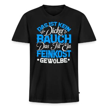 DAS IST KEIN DICKER BAUCH. DAS IST EIN FEINKOST... - Männer Premium Bio T-Shirt mit V-Ausschnitt - Schwarz - Vorne - Nico (187cm)