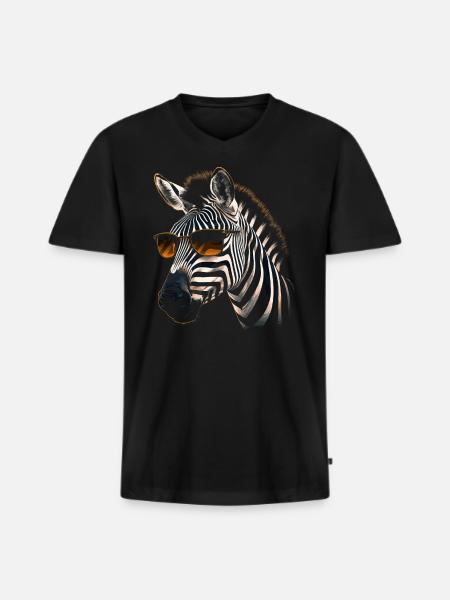 Zebra Sunglasses - Men's Premium Organic T-shirt with V-neck - black