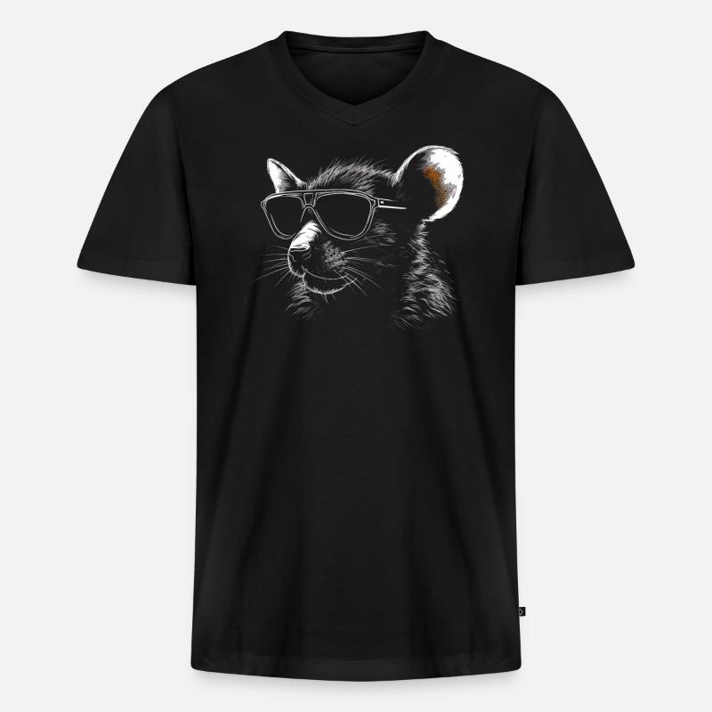 Ratten Sonnenbrille - Männer Premium Bio T-Shirt mit V-Ausschnitt - Schwarz