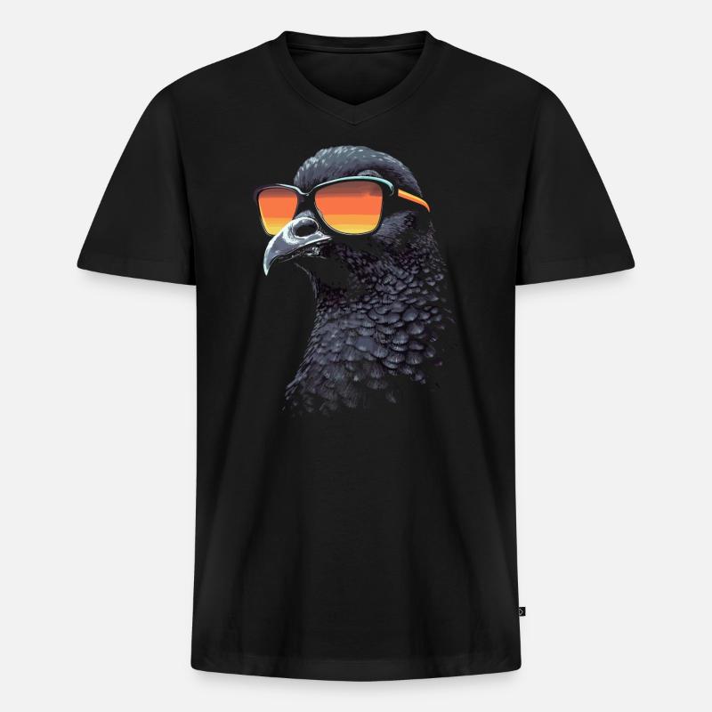 Taube Sonnenbrille - Männer Premium Bio T-Shirt mit V-Ausschnitt - Schwarz