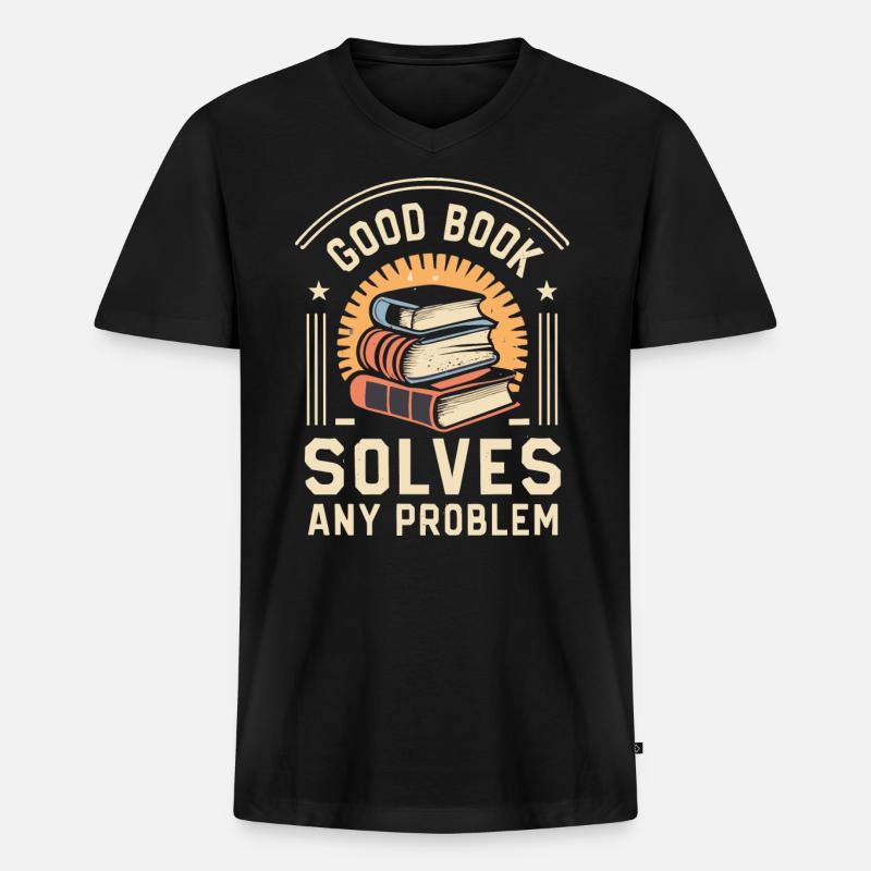 Buch - Männer Premium Bio T-Shirt mit V-Ausschnitt - Schwarz