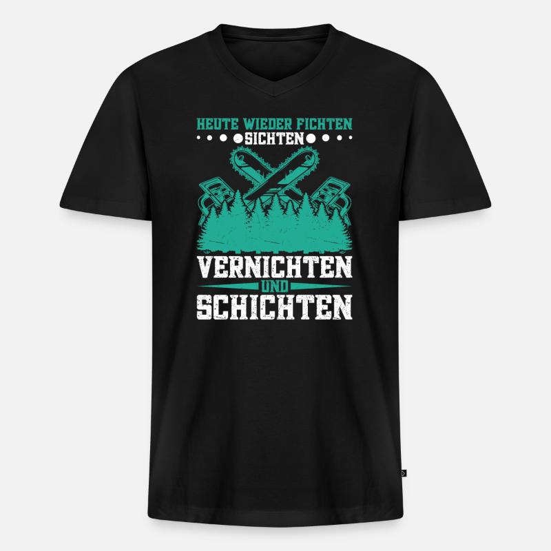 Baumpfleger Forstwirtschaft Waldarbeiter - Männer Premium Bio T-Shirt mit V-Ausschnitt - Schwarz