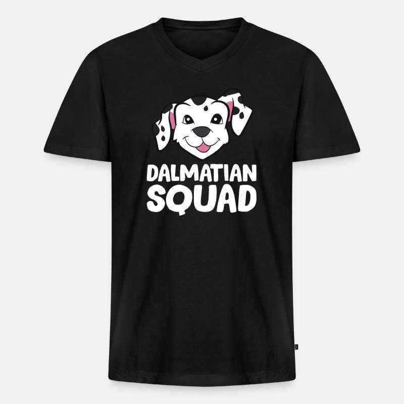Dalmatiner - Dalmatian Squad - Männer Premium Bio T-Shirt mit V-Ausschnitt - Schwarz