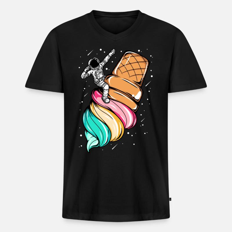 Weltraum-Eis-Astronaut - Männer Premium Bio T-Shirt mit V-Ausschnitt - Schwarz