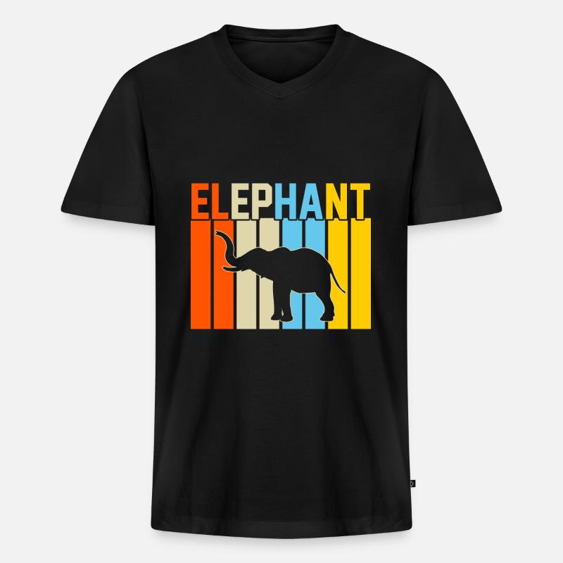 Elefant Retro-Design Elefantengeschenk - Männer Premium Bio T-Shirt mit V-Ausschnitt - Schwarz