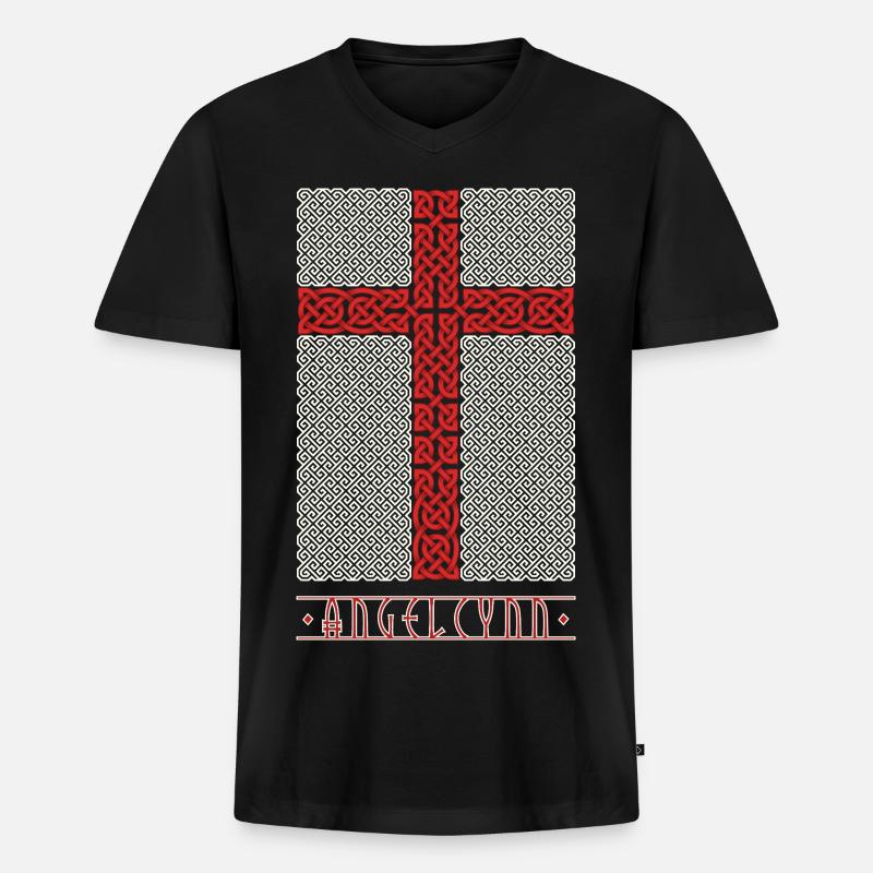 Wikingerstil England Flagge - Männer Premium Bio T-Shirt mit V-Ausschnitt - Schwarz