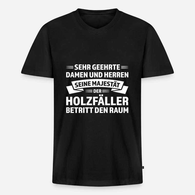 Forstwirt Förster Baumpfleger Geschenk - Männer Premium Bio T-Shirt mit V-Ausschnitt - Schwarz