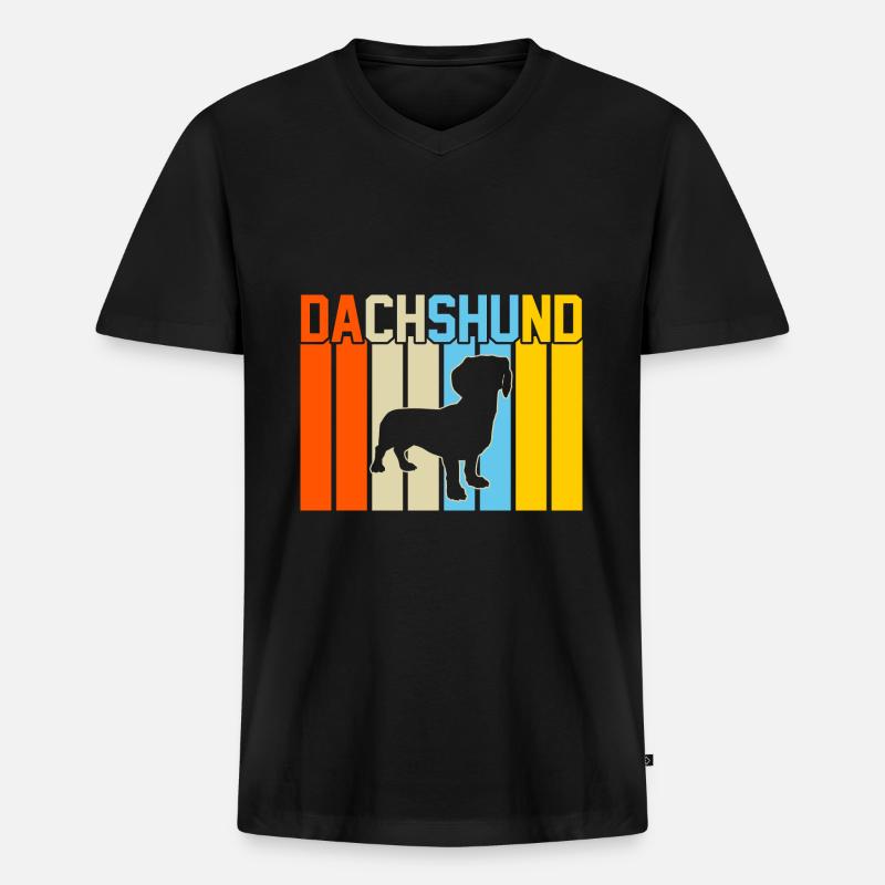Dackel Retro-Design Dackel Geschenk - Männer Premium Bio T-Shirt mit V-Ausschnitt - Schwarz