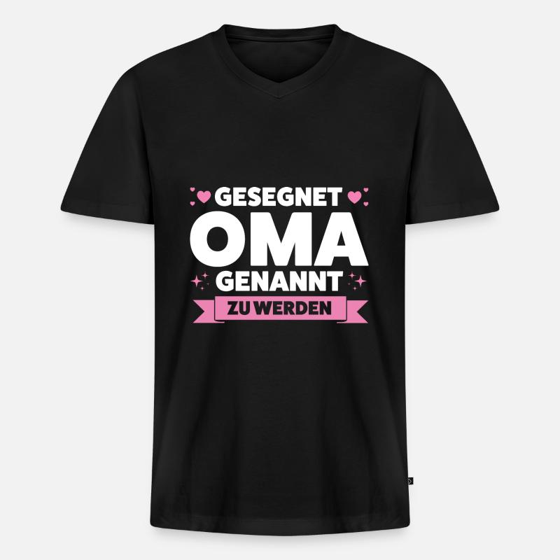 Oma Großmutter Omi Geschenk - Männer Premium Bio T-Shirt mit V-Ausschnitt - Schwarz
