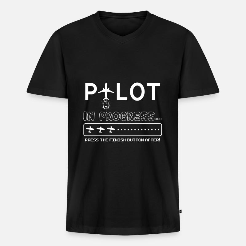 Pilot Pilot Flugzeug Geschenk - Männer Premium Bio T-Shirt mit V-Ausschnitt - Schwarz