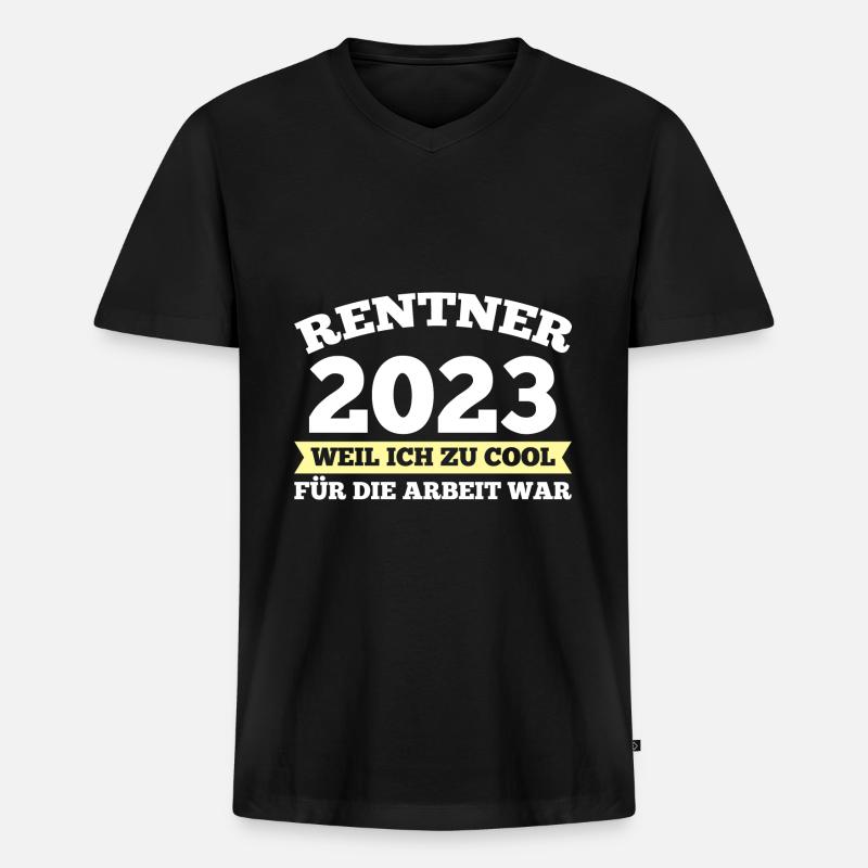 Rentner 2023 Ruhestand Geschenk - Männer Premium Bio T-Shirt mit V-Ausschnitt - Schwarz