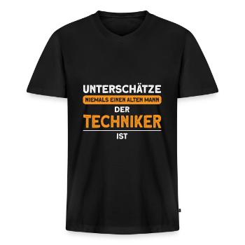 Techniker Beruf Ingenieur Geschenk - Männer Premium Bio T-Shirt mit V-Ausschnitt - Schwarz - Vorne - Nico (187cm)