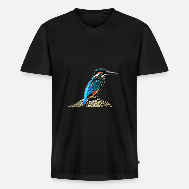 Eisvogel - Männer Premium Bio T-Shirt mit V-Ausschnitt - Schwarz