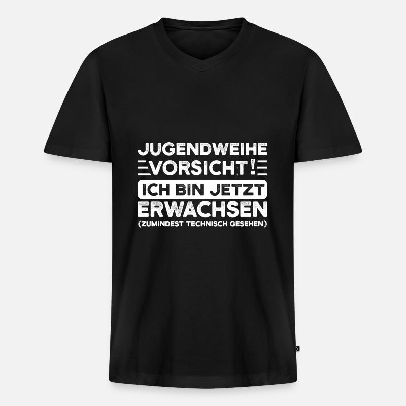 Jugendweihe Jugend Jugendfeier Geschenk - Männer Premium Bio T-Shirt mit V-Ausschnitt - Schwarz
