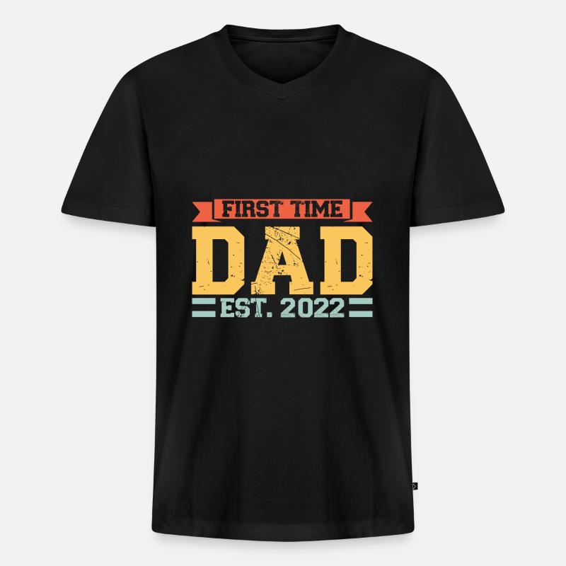 father Papa Dad daddy Geschenk - Männer Premium Bio T-Shirt mit V-Ausschnitt - Schwarz