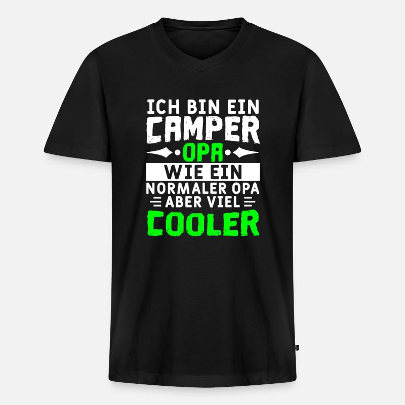 Ich bin ein Camper Opa - Männer Premium Bio T-Shirt mit V-Ausschnitt - Schwarz