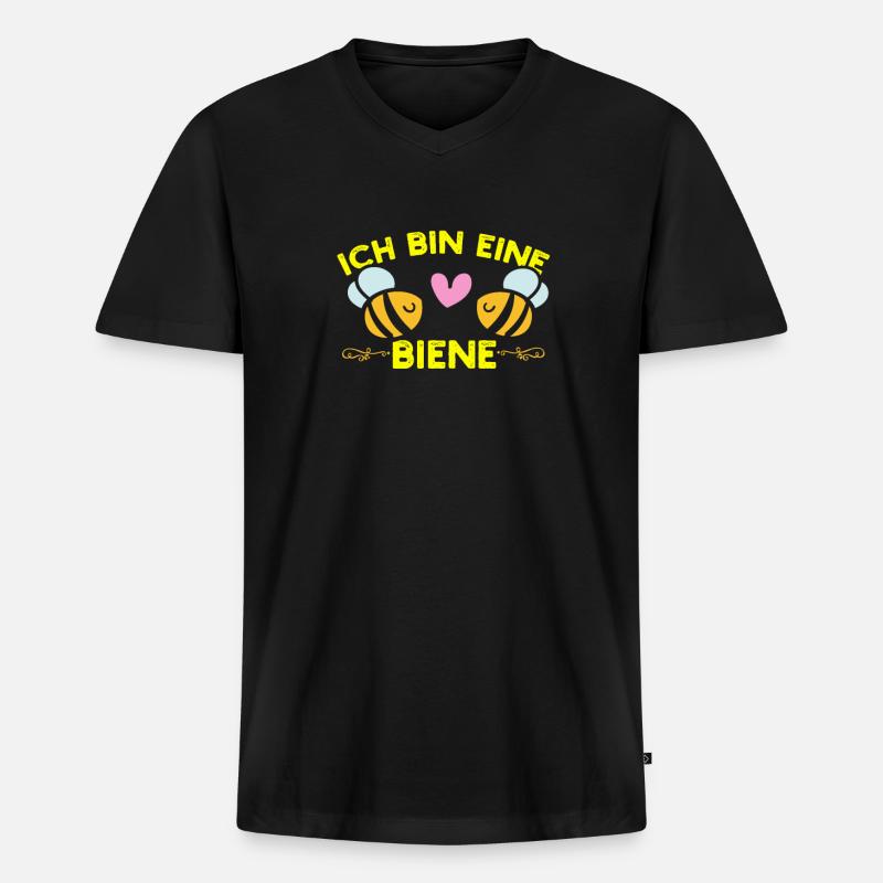 Ich bin eine Biene - Männer Premium Bio T-Shirt mit V-Ausschnitt - Schwarz