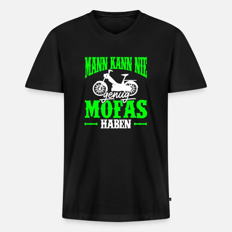 Mofa - Männer Premium Bio T-Shirt mit V-Ausschnitt - Schwarz