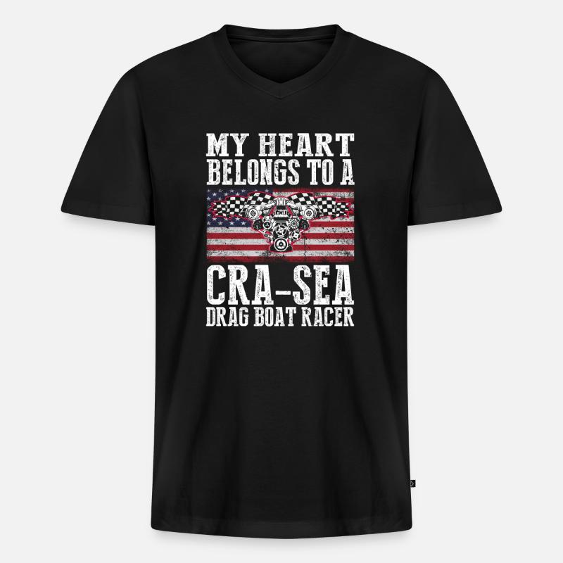 Drag Boot Design für Rennbootfahrer - Männer Premium Bio T-Shirt mit V-Ausschnitt - Schwarz