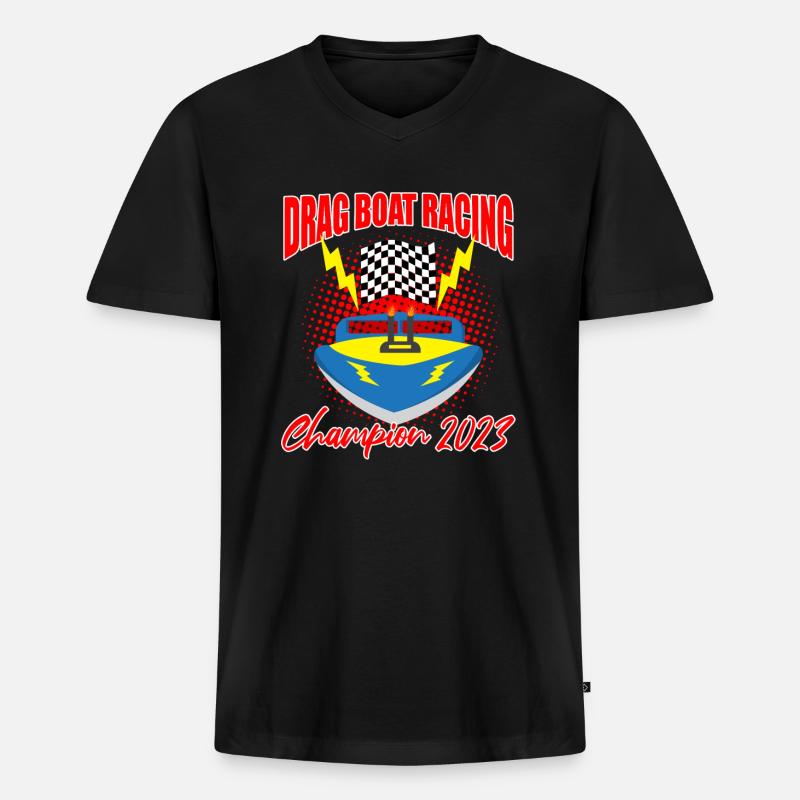 Schnellboot-Rennen Design for Rennbootfahrer - Männer Premium Bio T-Shirt mit V-Ausschnitt - Schwarz