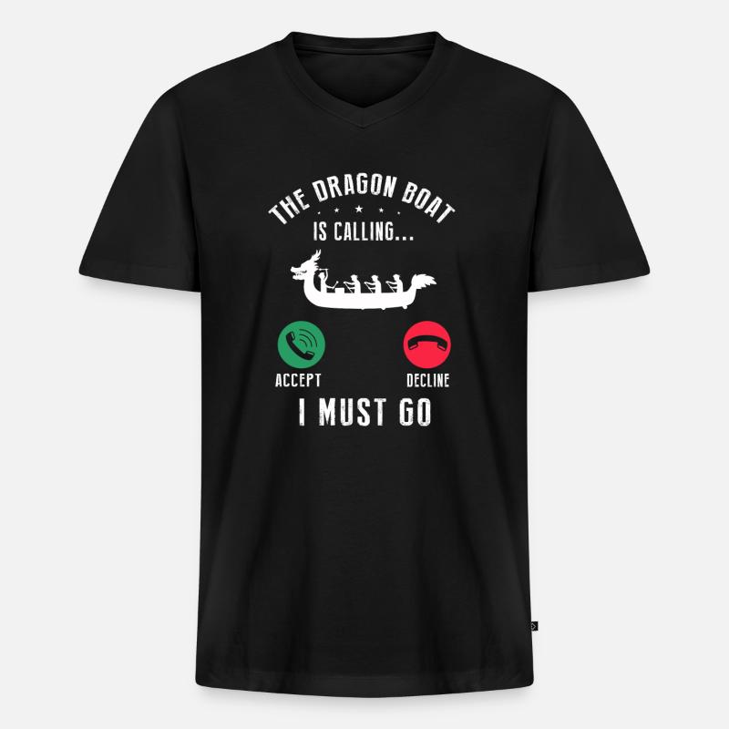 Drachenboot Crew und Drachenbootfahren - Männer Premium Bio T-Shirt mit V-Ausschnitt - Schwarz