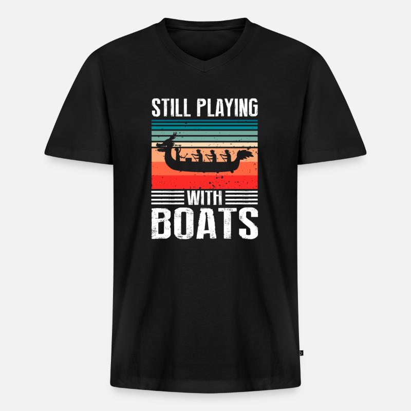 Drachenboot Trainer und Drachenboot - Männer Premium Bio T-Shirt mit V-Ausschnitt - Schwarz