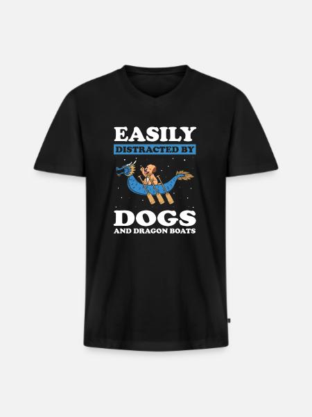 Drachenboot Crew und Drachenbootfahren - Männer Premium Bio T-Shirt mit V-Ausschnitt - Schwarz