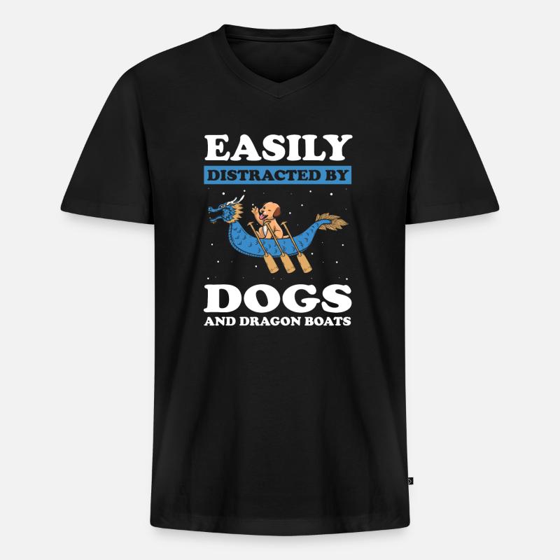 Drachenboot Crew und Drachenbootfahren - Männer Premium Bio T-Shirt mit V-Ausschnitt - Schwarz