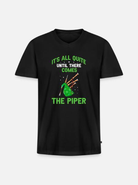 Dudelsack für Dudelsackspieler und Schotten - Männer Premium Bio T-Shirt mit V-Ausschnitt - Schwarz