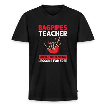 Bagpipes for bagpipe instructors and bagpipers - Men's Premium Organic T-shirt with V-neck - black - Front - Nico (187cm)