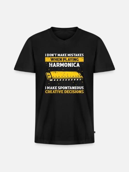 Harmonikaspieler für Munharmonika Spieler - Männer Premium Bio T-Shirt mit V-Ausschnitt - Schwarz