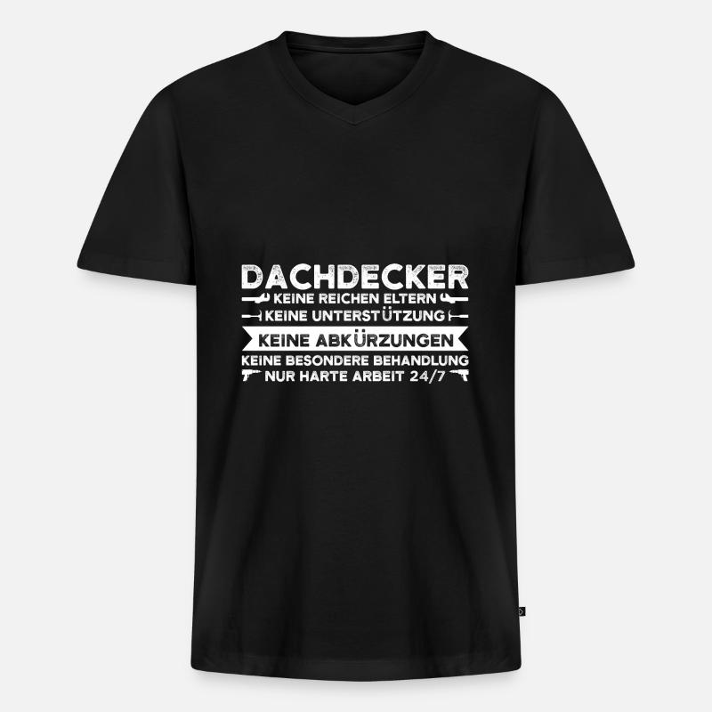 Dachdecker Beruf Dachdeckermeister Geschenk - Männer Premium Bio T-Shirt mit V-Ausschnitt - Schwarz