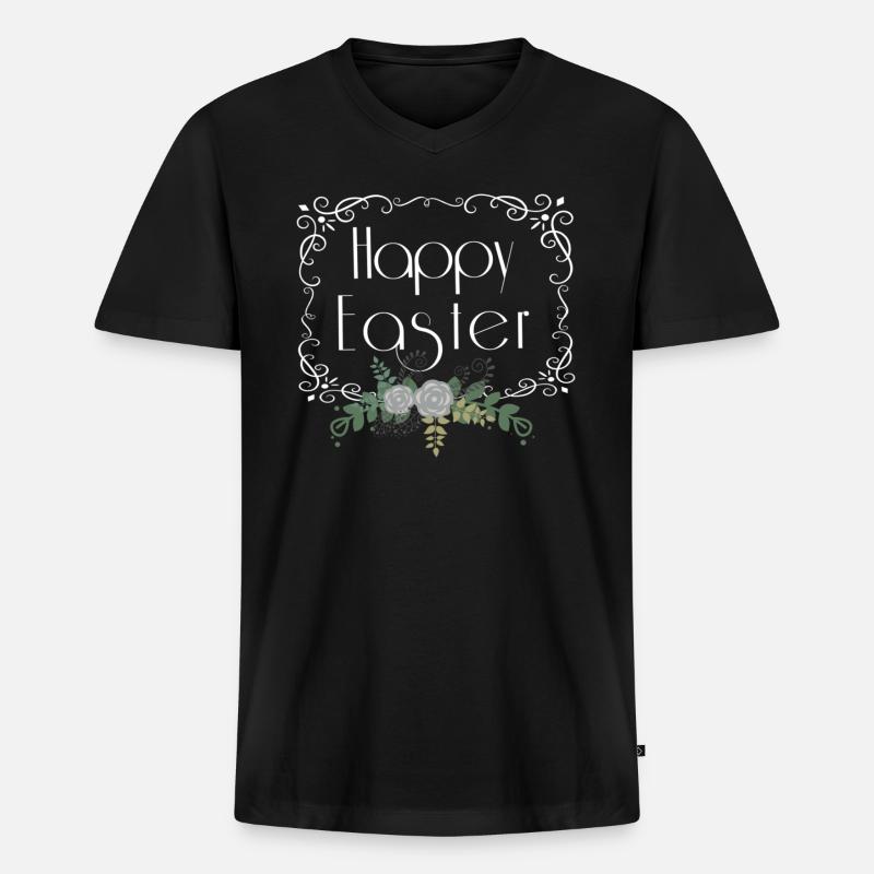 Happy Easter - Männer Premium Bio T-Shirt mit V-Ausschnitt - Schwarz