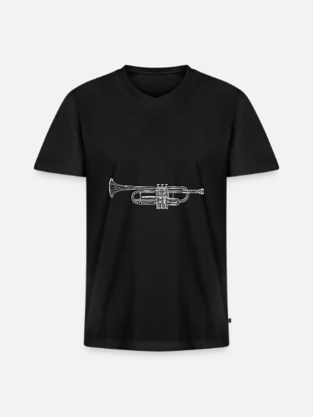 Trompeter Silhouette - Männer Premium Bio T-Shirt mit V-Ausschnitt - Schwarz