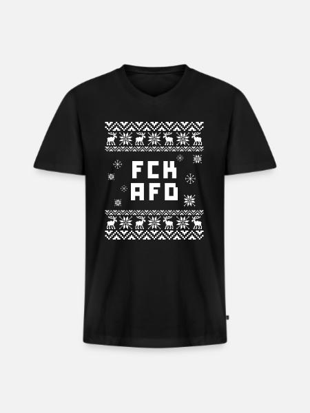 FCK AFD Ugly Christmas - Männer Premium Bio T-Shirt mit V-Ausschnitt - Schwarz