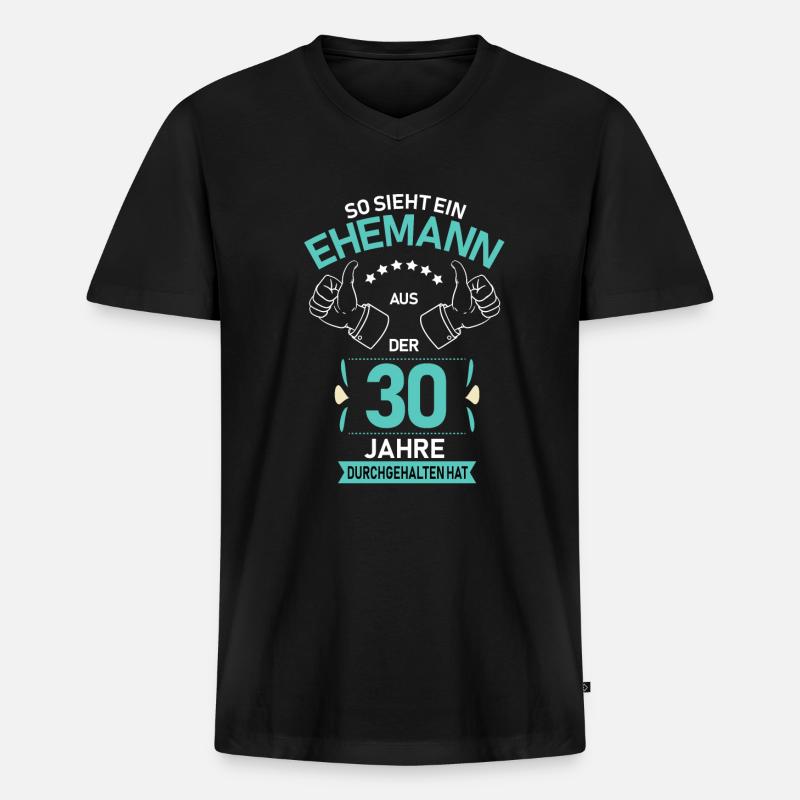 30. Hochzeit Ehemann Perlenhochzeit Geschenk - Männer Premium Bio T-Shirt mit V-Ausschnitt - Schwarz