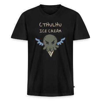 Cthulhu Eiskrem - Männer Premium Bio T-Shirt mit V-Ausschnitt - Schwarz - Vorne - Nico (187cm)