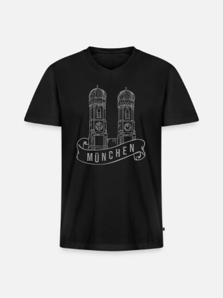 Frauenkirche Munich - Men's Premium Organic T-shirt with V-neck - black