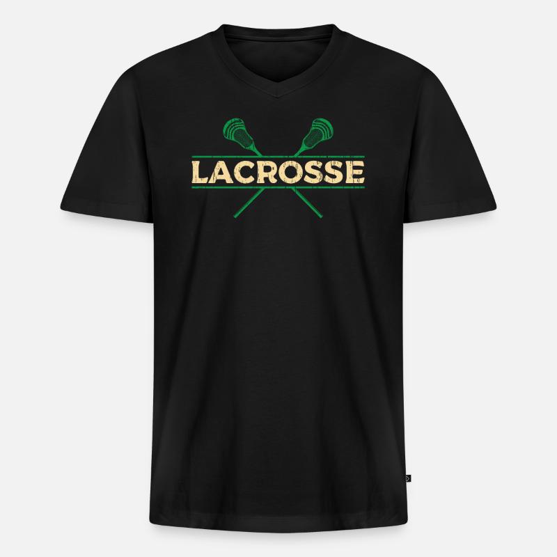 Lacrosse - Männer Premium Bio T-Shirt mit V-Ausschnitt - Schwarz