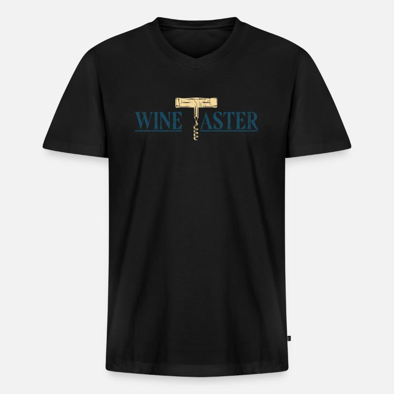 Wein - Männer Premium Bio T-Shirt mit V-Ausschnitt - Schwarz