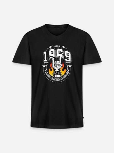 1969 Birthday, rocks everything - Men's Premium Organic T-shirt with V-neck - black
