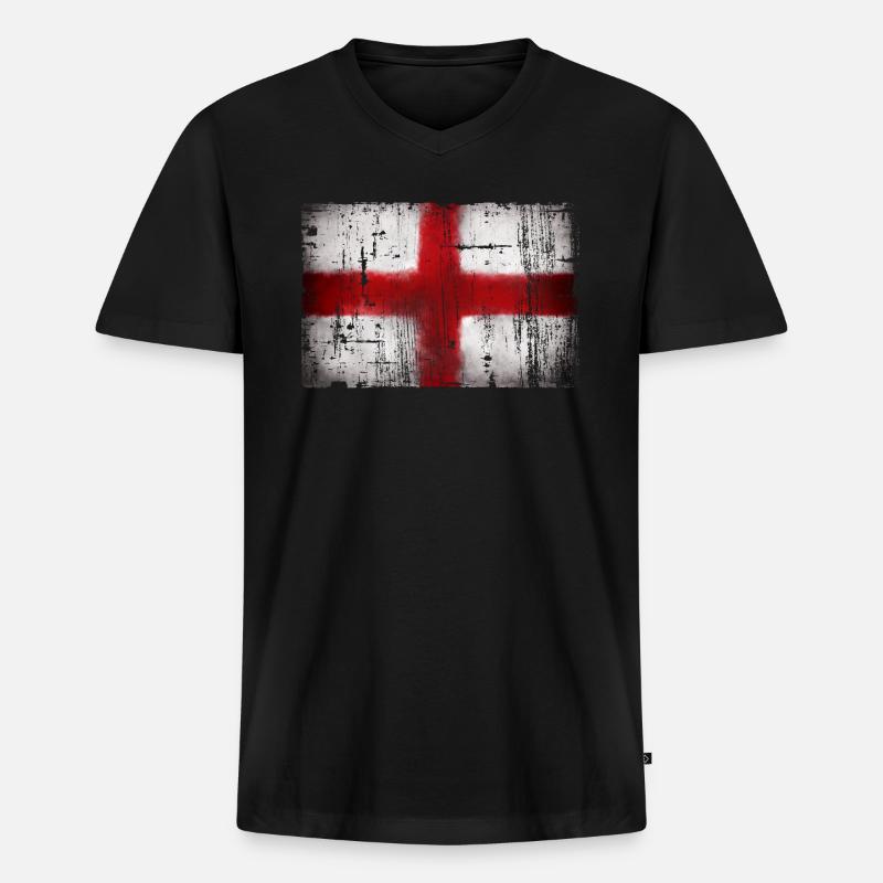 England - Männer Premium Bio T-Shirt mit V-Ausschnitt - Schwarz